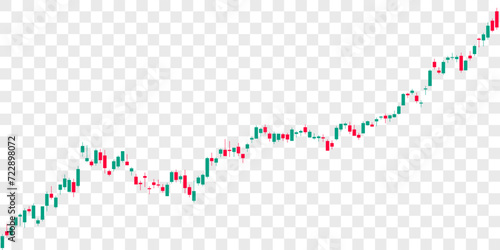 Bullish candlestick trading graph isolated on transparent background. Trade of stock of financial index. Chart of forex with candles. Bullish point. Vector concept trading cryptocurrency, investment