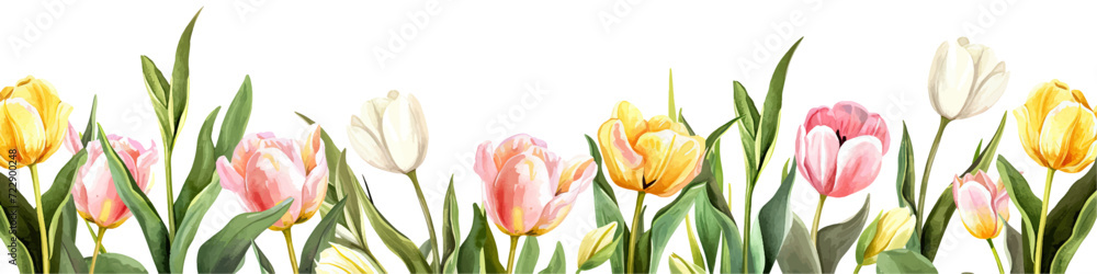 Fototapeta premium Vector watercolor spring banner