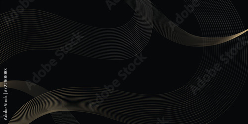 Abstract vector wave line flowing gold isolated on black background for design elements elegant