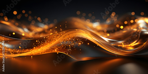 Abstract Luxury Background with Golden Wave Swirls with Sparkling Effect. For Banners, Awards, Cards, Invitations, and Celebrations Background