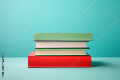colorful book on colorful blue and green background with closed copy space © Sabina Gahramanova