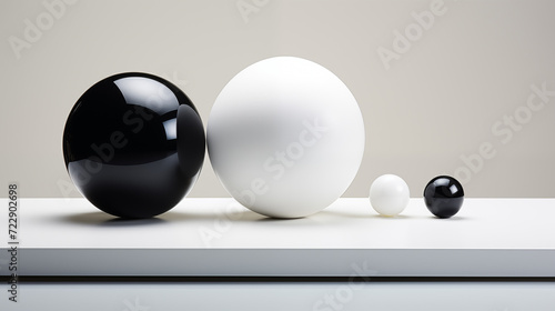 White and black spheres were placed alternately on a white base.