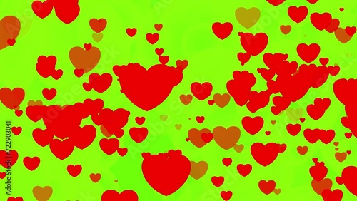 Romantic tender pink heart on green screen.