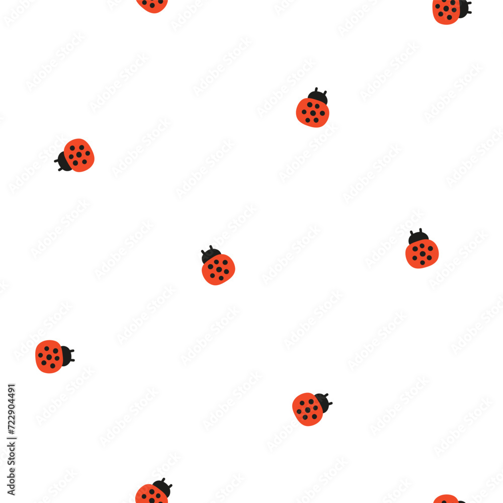 Fototapeta premium Seamless pattern with red ladybugs