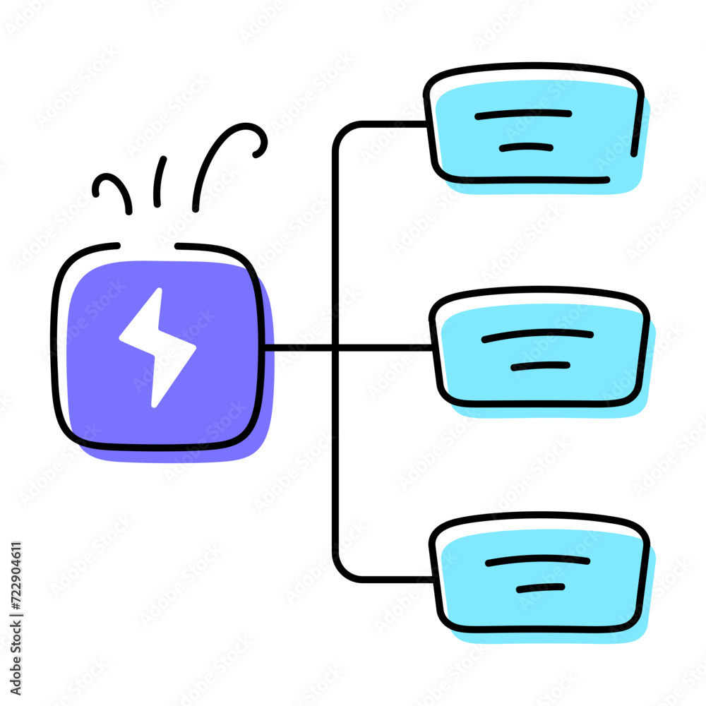 Trendy doodle icon of a flowchart Trendy doodle icon of a flowchart