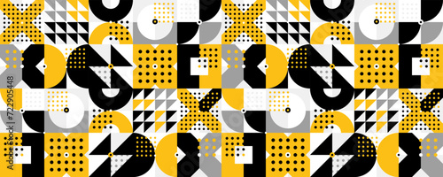 Seamless vector abstract background in yellow color, geometric seamless pattern, tiling endless wallpaper with geometrical shapes structure.