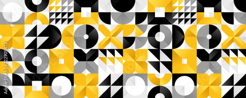 Seamless vector abstract background in yellow color, geometric seamless pattern, tiling endless wallpaper with geometrical shapes structure.