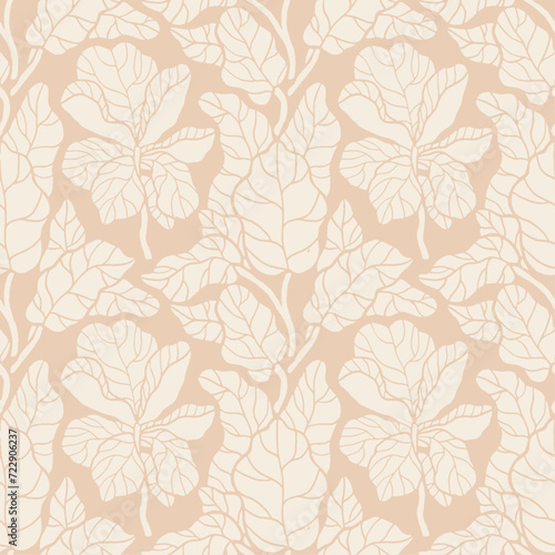 Seamless Fig Tree Leaf Pattern with minimalistic colors and refined look
