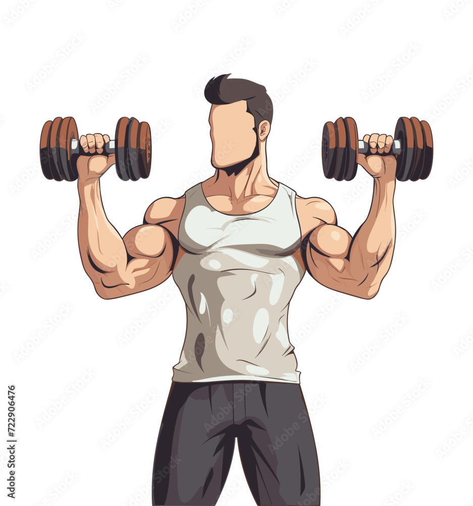 Strong person lifting weights to get big muscles