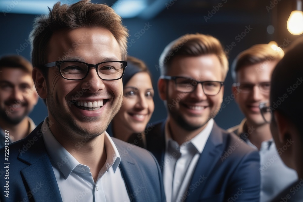 Portrait of smiling young business people standing in office Portrait of smiling young business people standing in office