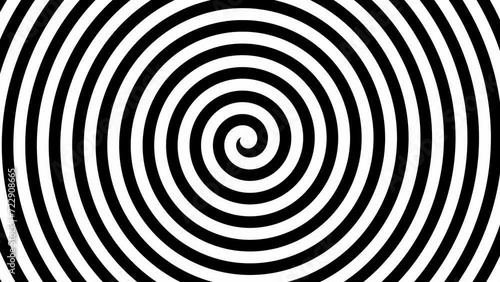 Radial hypnotic spiral animation. Black white swirl.