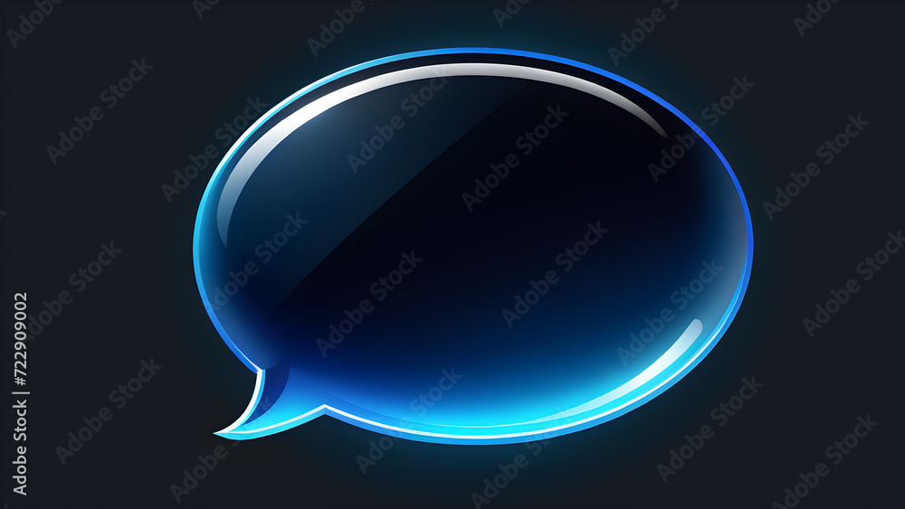 blue speech bubble icon is isolated on a black background. Talk bubble clouds chat bubble, Bubble Balloon Icon, Blank Bubbles Communication Symbol, Message. blank copy space blue speech bubble icon is isolated on a black background. Talk bubble clouds chat bubble, Bubble Balloon Icon, Blank Bubbles Communication Symbol, Message. blank copy space