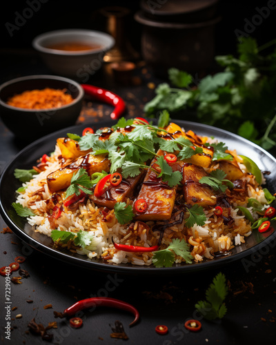 Reis Gericht Tofu - Vegan food