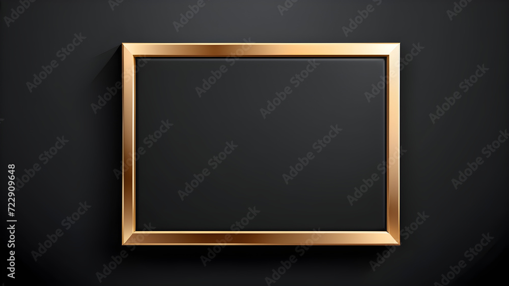 golden frame isolated on a black background. With black copy space