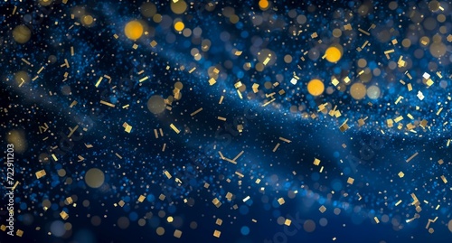 abstract background with Dark blue and gold particle © big bro