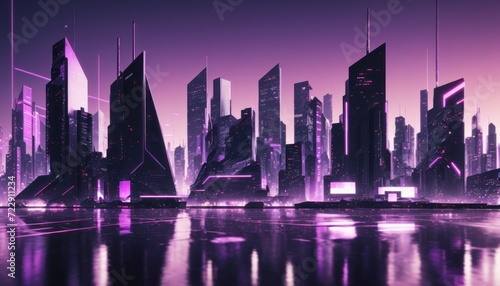 Futuristic Cityscape with Neon Lights and Dystopian Aesthetic