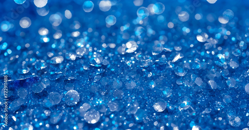 Sapphire glitter bokeh background. Unfocused shimmer royal blue sparkle