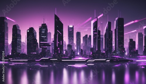 Futuristic Cityscape with Neon Lights and Dystopian Aesthetic