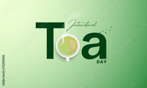 International Tea day. World Tea day design for social media post. 3D Illustration