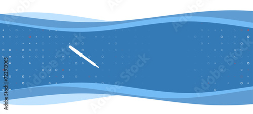 Blue wavy banner with a white soldering iron symbol on the left. On the background there are small white shapes, some are highlighted in red. There is an empty space for text on the right side