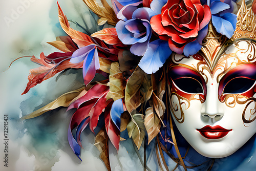Ilustración de una Mascara Veneciana de Carnaval photo