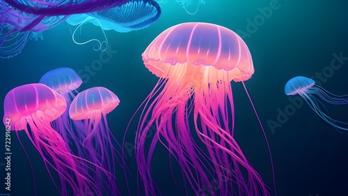jellyfish in the deep blue sea