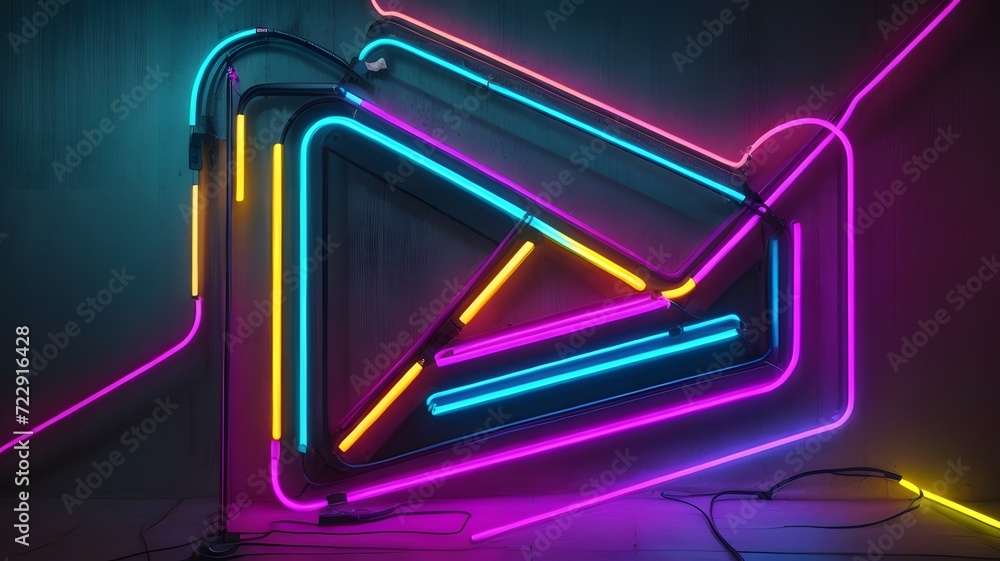 neon sign in dark room. Neon signboard. neon sign in dark room. Neon signboard.