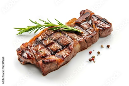 Juicy grilled steak on a white background. perfect for culinary themes. simple and clean, ideal for advertising. AI