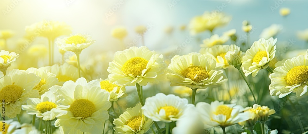 How beautiful the flowers of kheri and yellow color are blooming it looks very beautiful full of green nature around open sky and shining sun around. Creative Banner. Copyspace image How beautiful the flowers of kheri and yellow color are blooming it looks very beautiful full of green nature around open sky and shining sun around. Creative Banner. Copyspace image