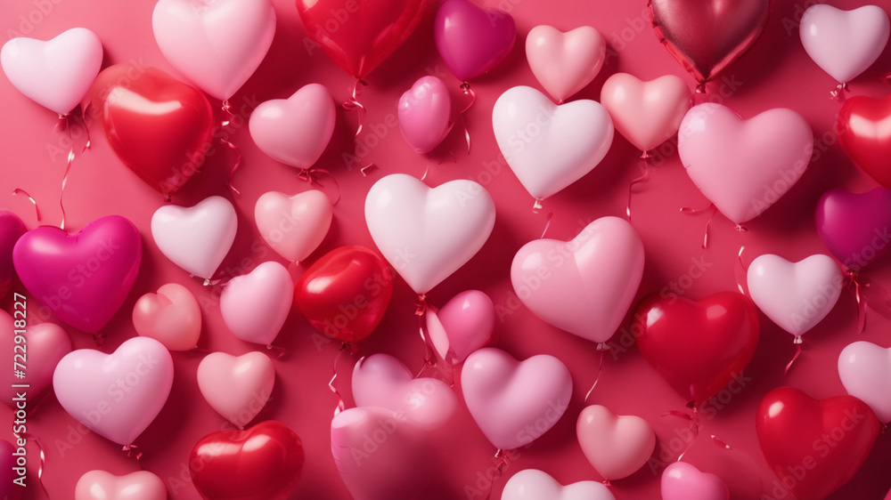 Cute Valentine Pink Red Heart red Background Wallpaper