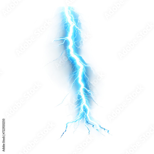 blue thunder lightning on a transparent background