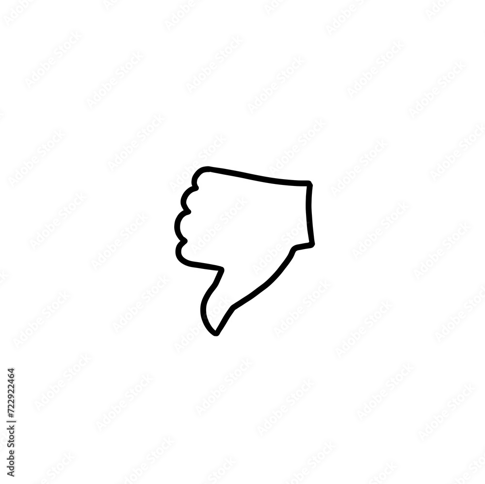 Dislike hand with thumb down isolated icon symbol , white background gesture 