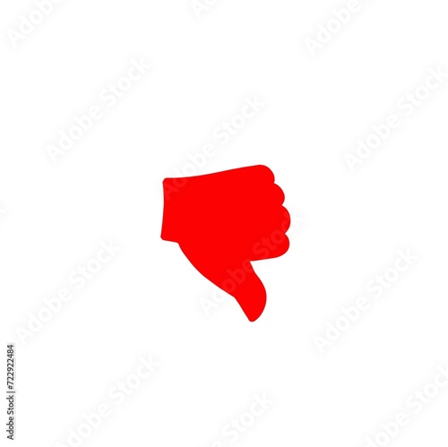 Red Dislike hand with thumb down isolated icon symbol , white background gesture 