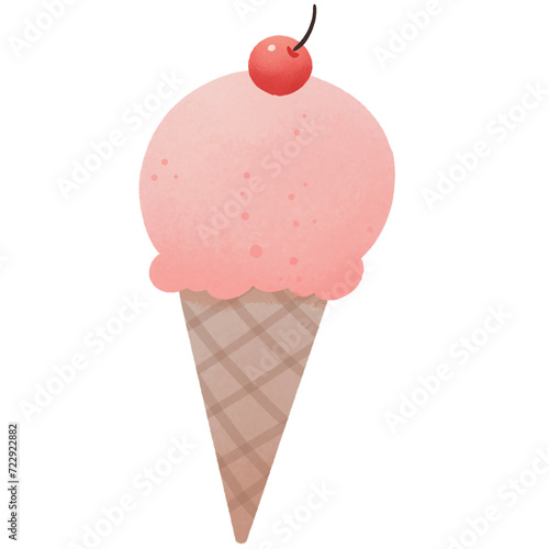 Strawberry ice cream cherry on top fresh summer