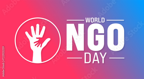February is World Non governmental Organization Day or world NGO day background template. Holiday concept. background, banner, placard, card, and poster design template with text inscription photo