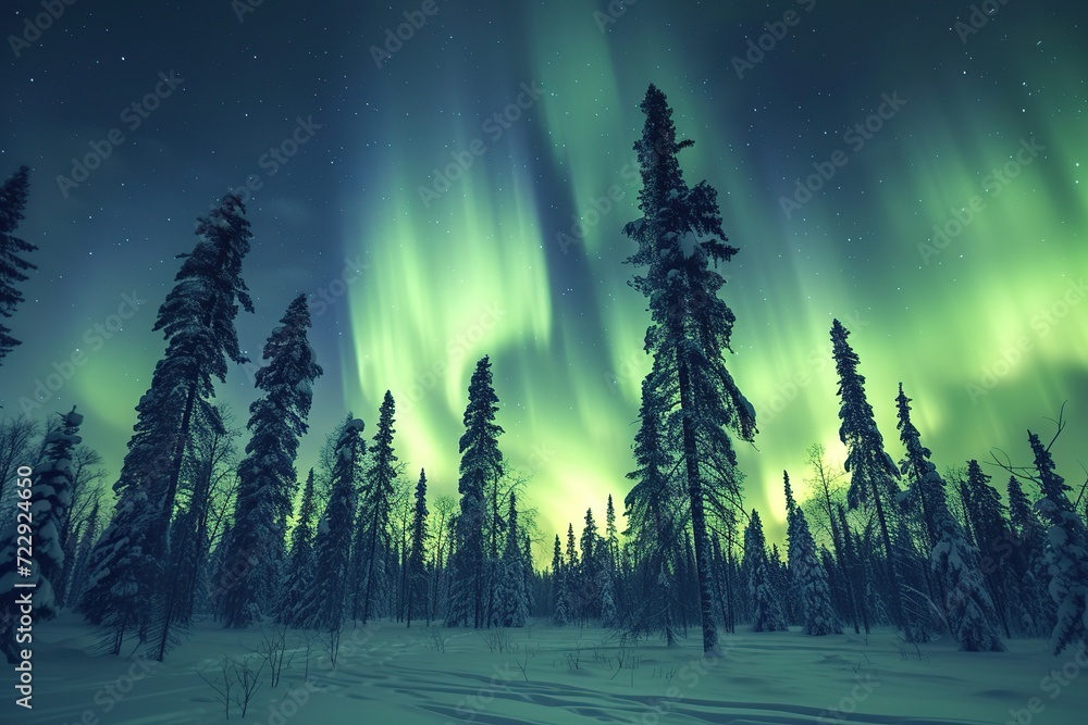 Scenery of aurora borealis in night sky Scenery of aurora borealis in night sky