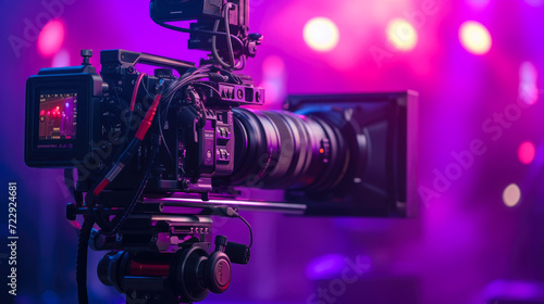 High-Resolution DSLR 4K Camera Against Vibrant Purple and Black Backdrop
