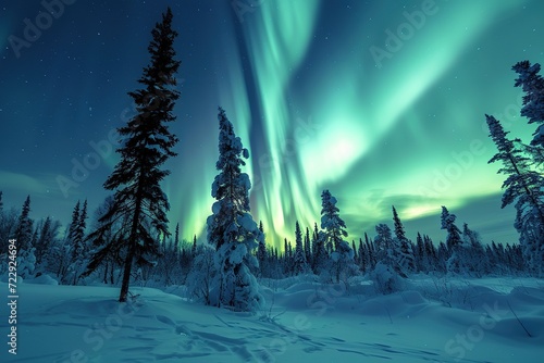 Scenery of aurora borealis in night sky