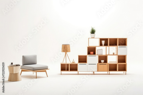 Room wooden modern white home wood decor style furniture living wall apartment interior design © SHOTPRIME STUDIO