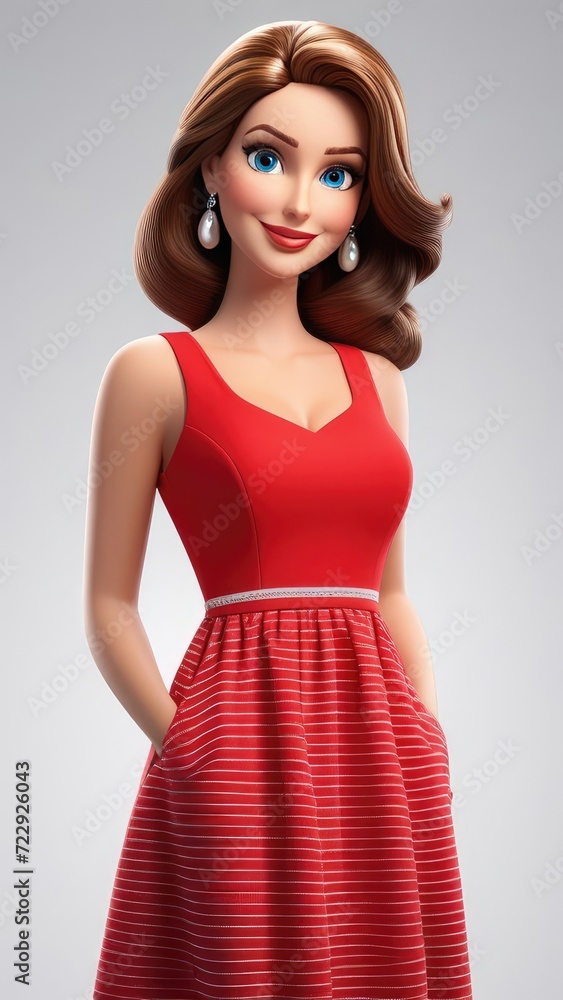 A cartoon girl stands on a light background A cartoon girl stands on a light background