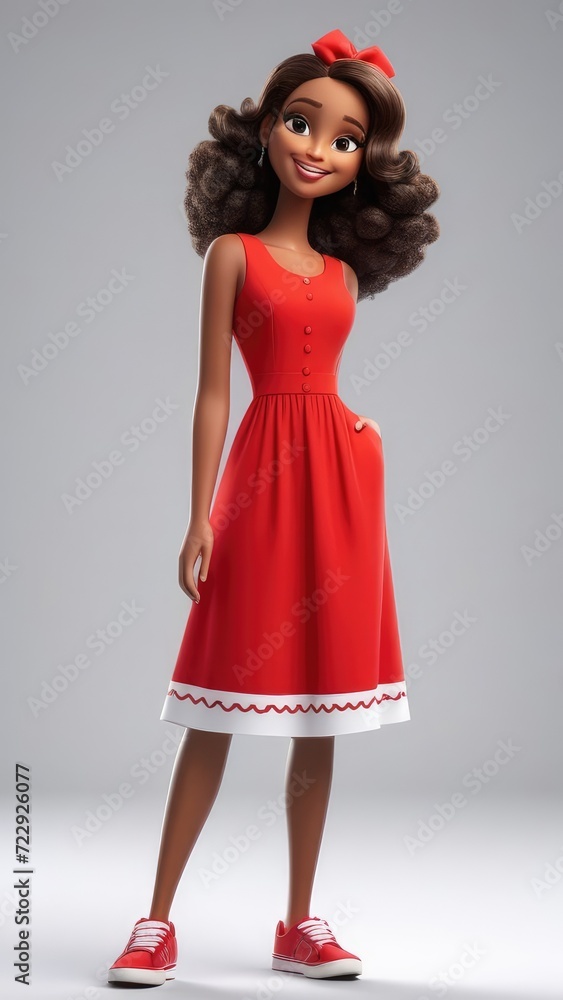 A cartoon girl stands on a light background A cartoon girl stands on a light background