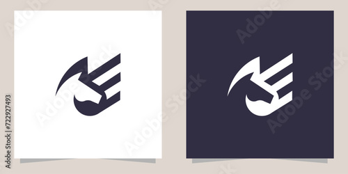letter e with horse logo design