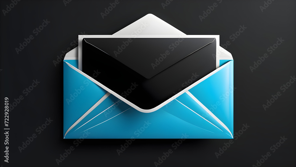 open envelope icon- e envelope symbol. isolated on a black background. With black copy space open envelope icon- e envelope symbol. isolated on a black background. With black copy space