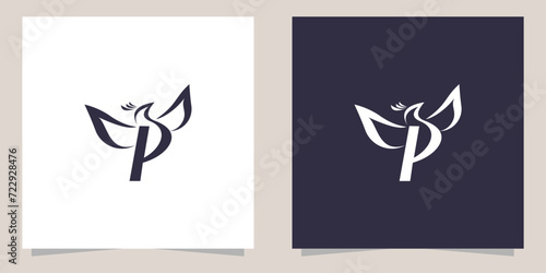 letter p with phoenix logo design
