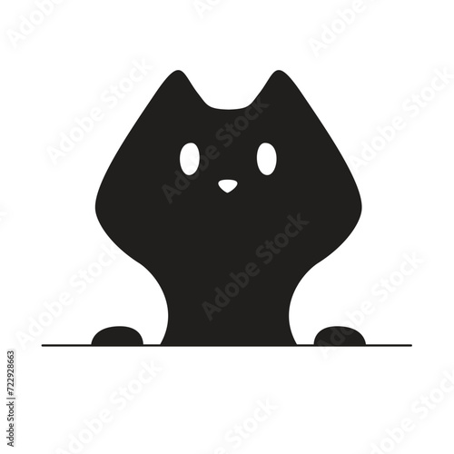 Abstract shadow of a curious cat. Vector illustration isolated on white background
