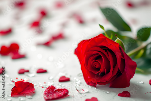 Wedding rings next to red roses, in the style of bold yet graceful, gold.