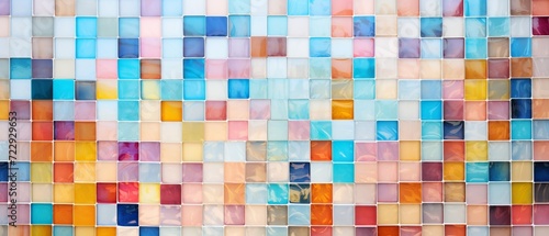 Abstract grunge glass mosaic  white   colorful square tiles background 