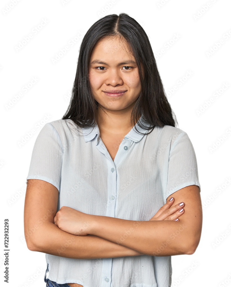 Young chinese woman isolated unhappy looking in camera with sarcastic expression. Young chinese woman isolated unhappy looking in camera with sarcastic expression.