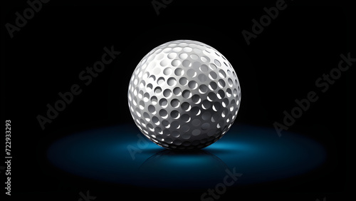 golf ball on a black background. 3d Sports golf ball icon. isolated on a black background. With black copy space