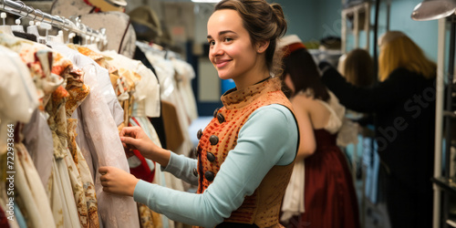 Behind the Scenes: Portrait of a Costume Attendant Perfecting Cast Outfits